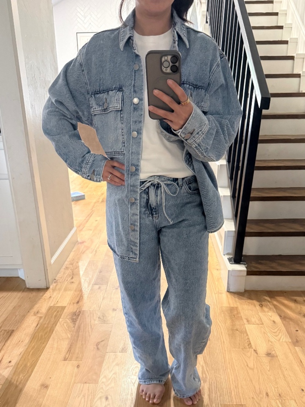 Parke x Target Denim Set – Size 0 Bottoms + Size S Top – Cream Light Medium Wash